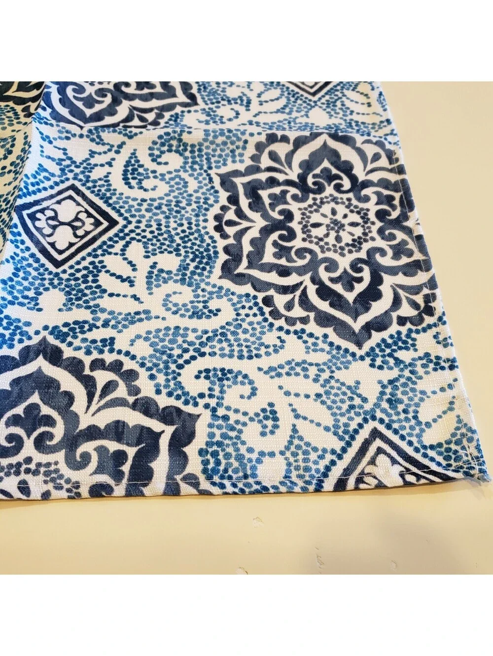 Waverly Napkins Blue White Batik Style Boho Polyester 18x18 Mandala QTY 8